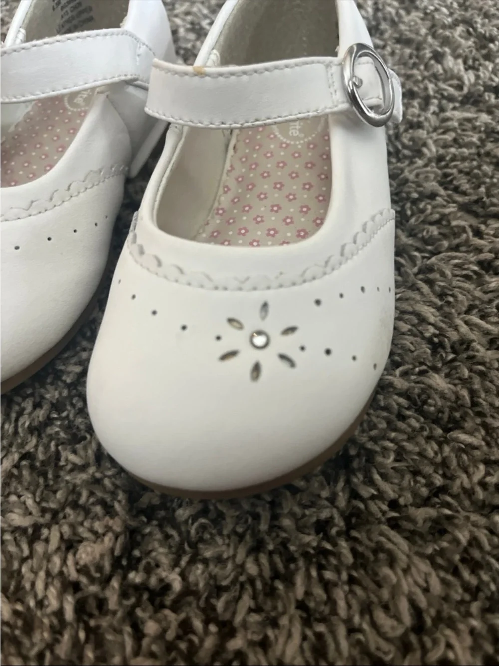 Stride Rite Camila White Leather Mary Jane Shoes Toddler Girl’s Size 6.5